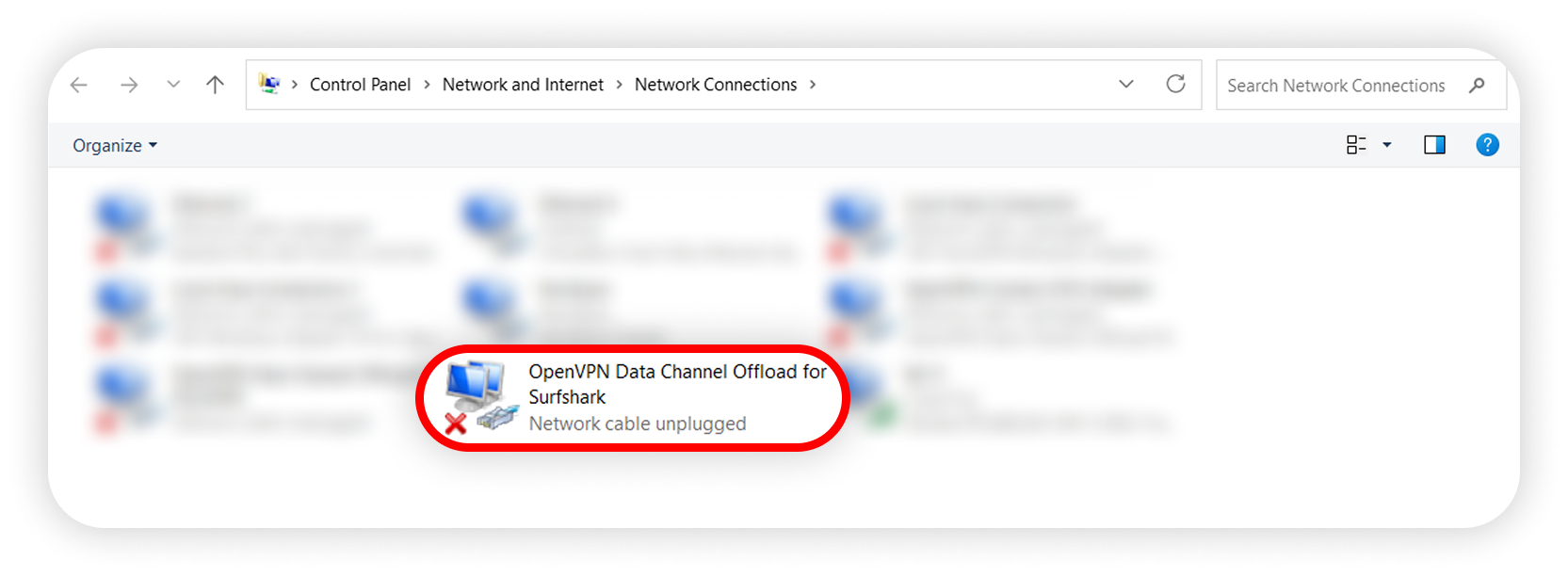 View of Windows network connections section, dco adapter is highlighted.png