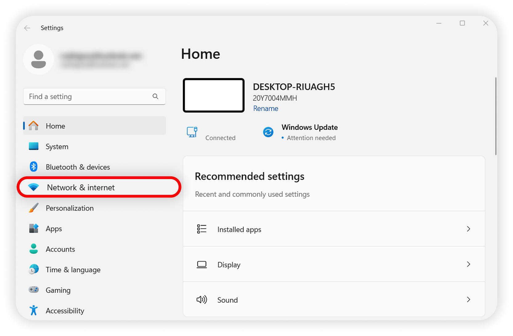 View of Windows settings,network & internet button is highlighted.png