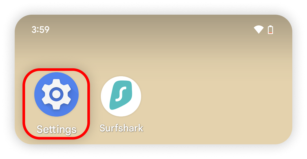 View of Android, settings button is highlighted.png