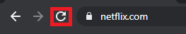 Browser address bar showing the refresh button highlighted next to the URL 